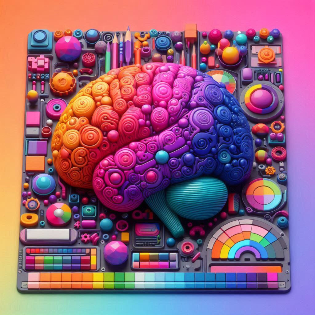 brain colourful brain art design photo