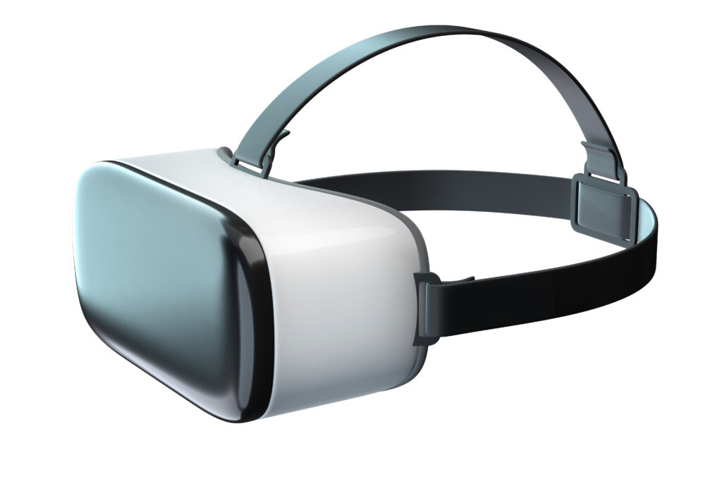 d render virtual reality googles isolated white