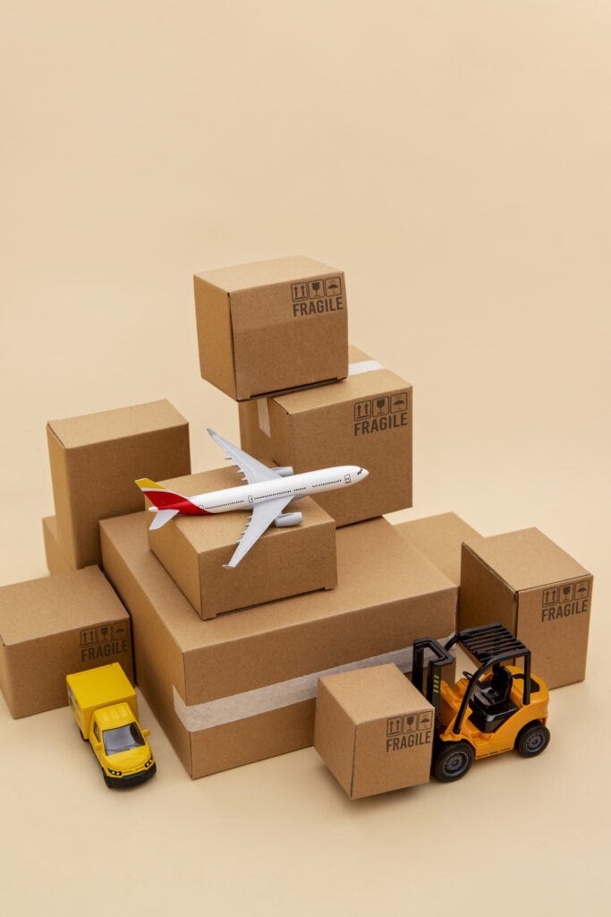 vehicles boxes supply chain representation